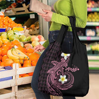 Aloha Hammerhead Shark Grocery Bag Vivacious Pink Hawaiian Kakau Tribal Tattoo