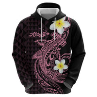 Aloha Hammerhead Shark Hoodie Vivacious Pink Hawaiian Kakau Tribal Tattoo