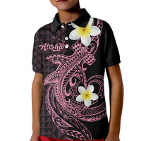 Aloha Hammerhead Shark Kid Polo Shirt Vivacious Pink Hawaiian Kakau Tribal Tattoo