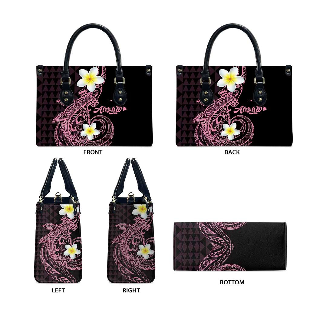 Aloha Hammerhead Shark Leather Bag Vivacious Pink Hawaiian Kakau Tribal Tattoo - Polynesian Pride