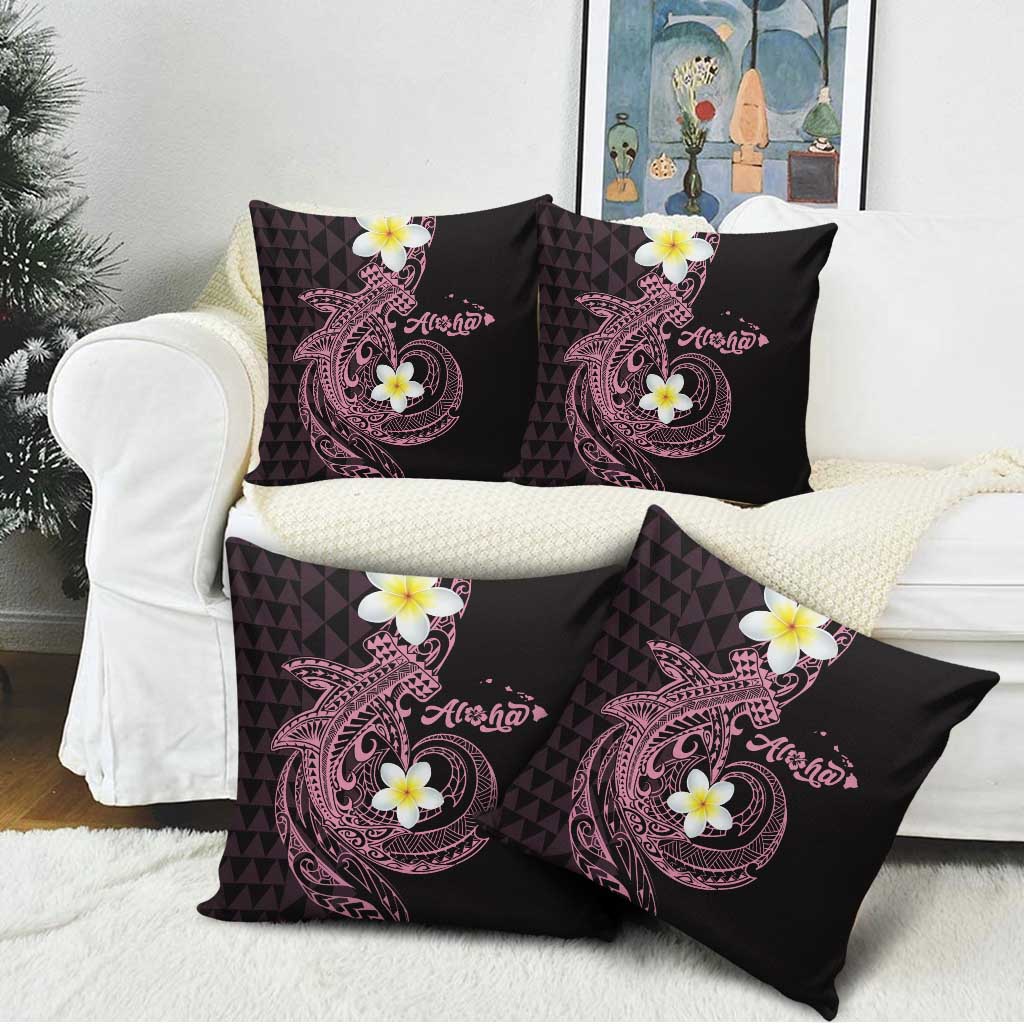 Aloha Hammerhead Shark Pillow Cover Vivacious Pink Hawaiian Kakau Tribal Tattoo - Polynesian Pride