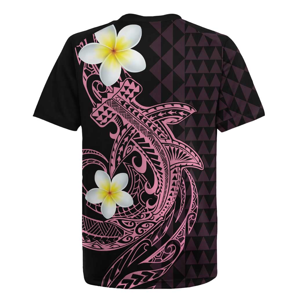 Aloha Hammerhead Shark Rugby Jersey Vivacious Pink Hawaiian Kakau Tribal Tattoo