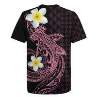 Aloha Hammerhead Shark Rugby Jersey Vivacious Pink Hawaiian Kakau Tribal Tattoo