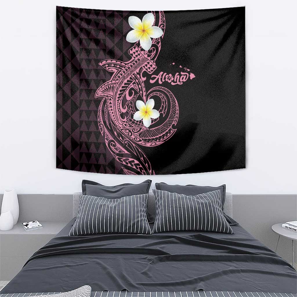 Aloha Hammerhead Shark Tapestry Vivacious Pink Hawaiian Kakau Tribal Tattoo
