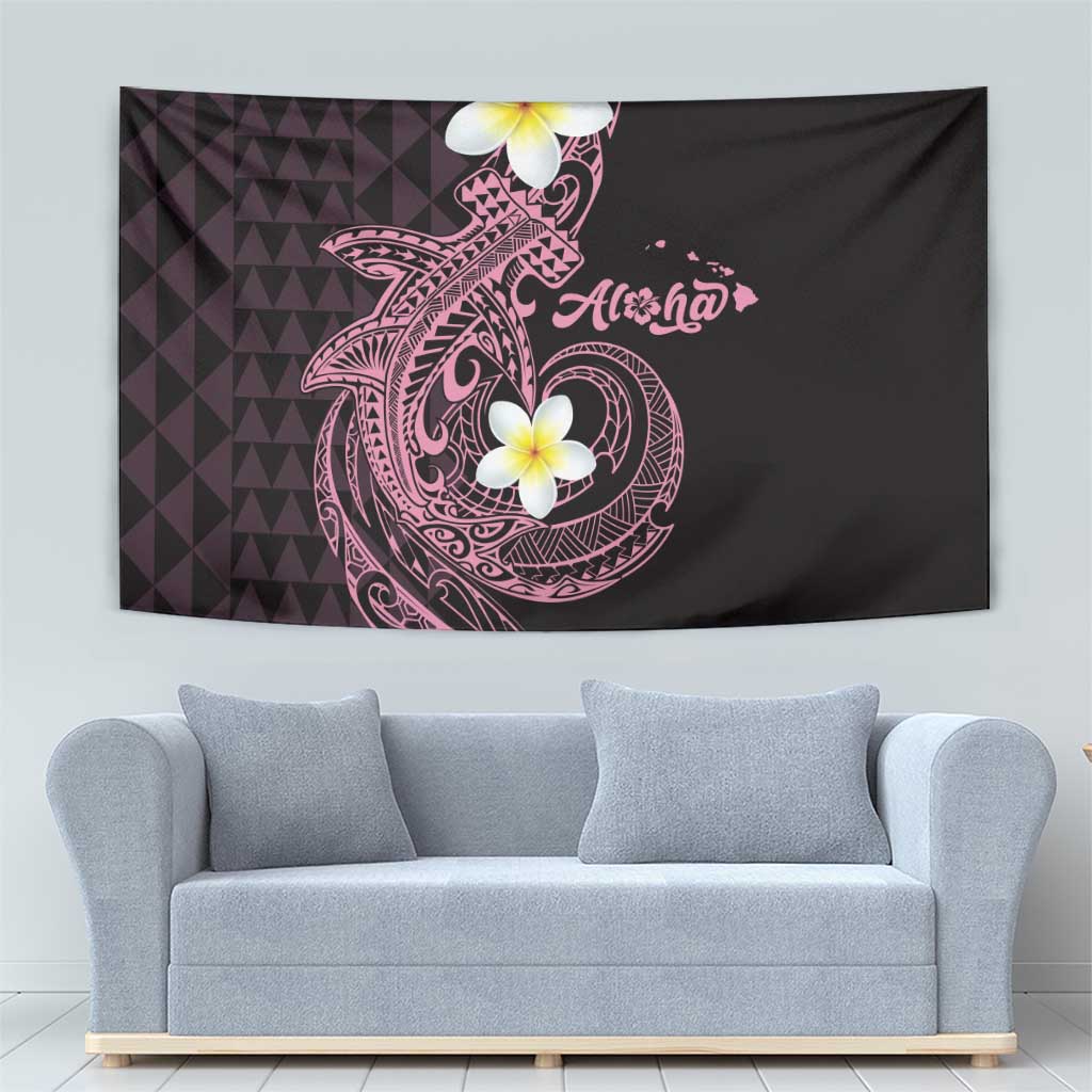 Aloha Hammerhead Shark Tapestry Vivacious Pink Hawaiian Kakau Tribal Tattoo