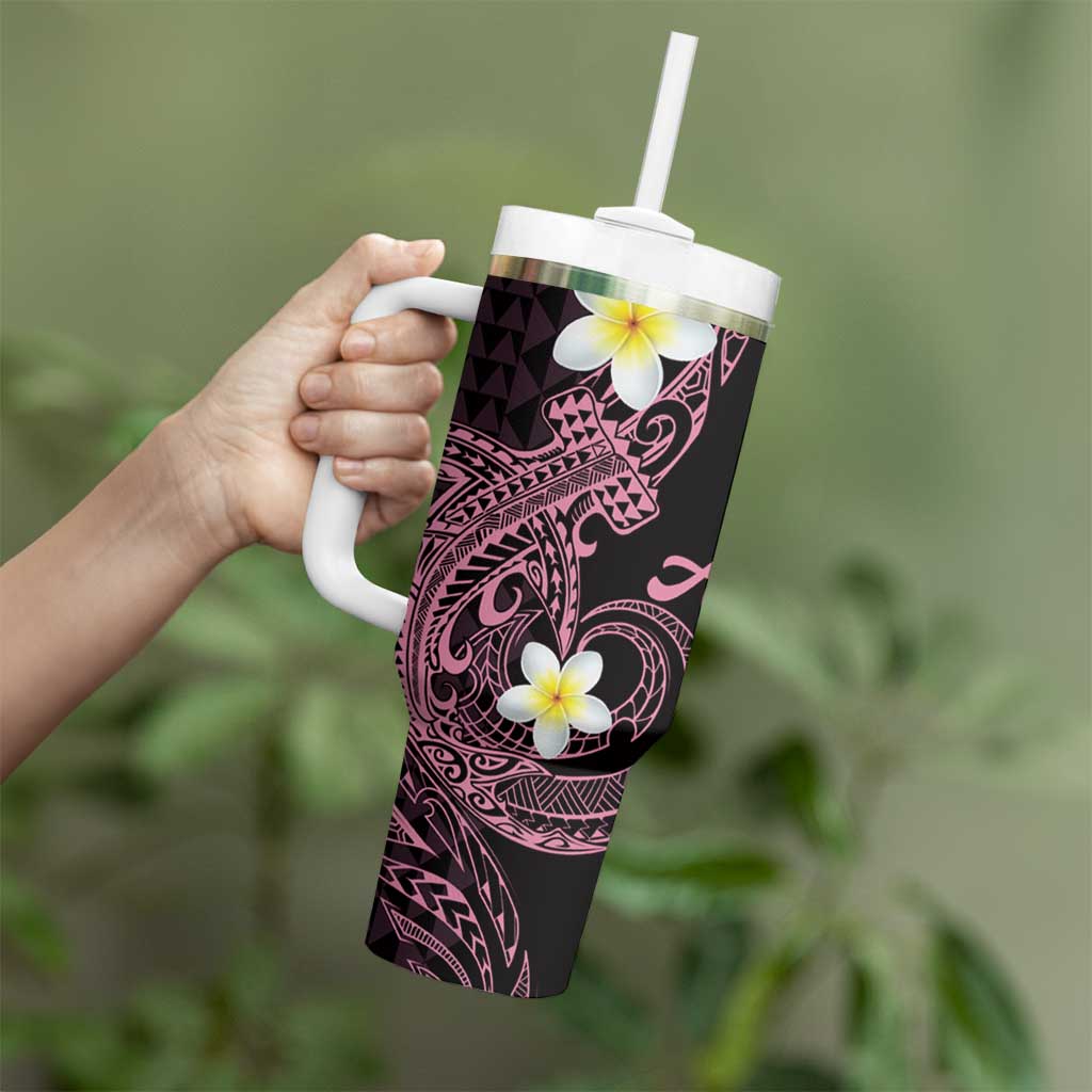 Aloha Hammerhead Shark Tumbler With Handle Vivacious Pink Hawaiian Kakau Tribal Tattoo