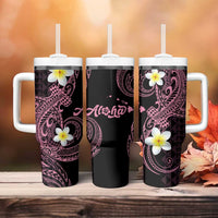 Aloha Hammerhead Shark Tumbler With Handle Vivacious Pink Hawaiian Kakau Tribal Tattoo