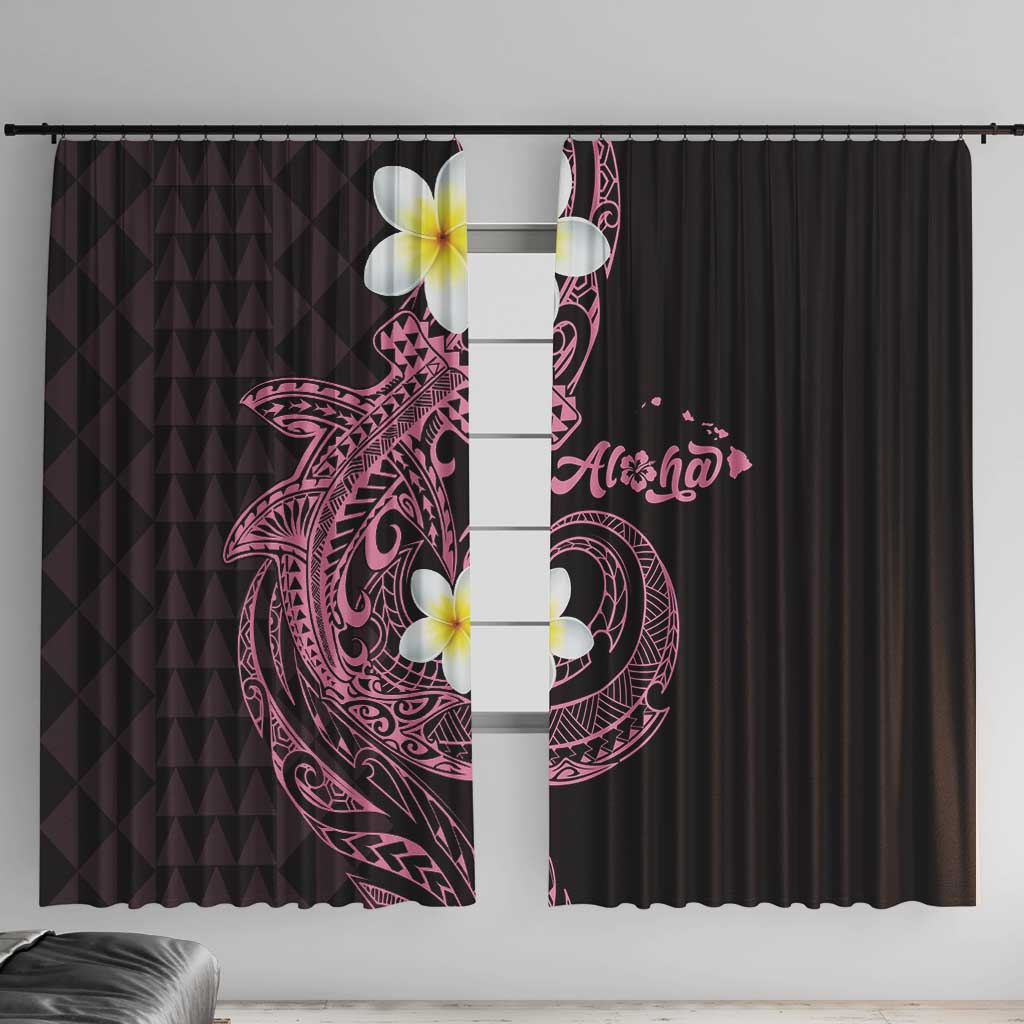 Aloha Hammerhead Shark Window Curtain Vivacious Pink Hawaiian Kakau Tribal Tattoo