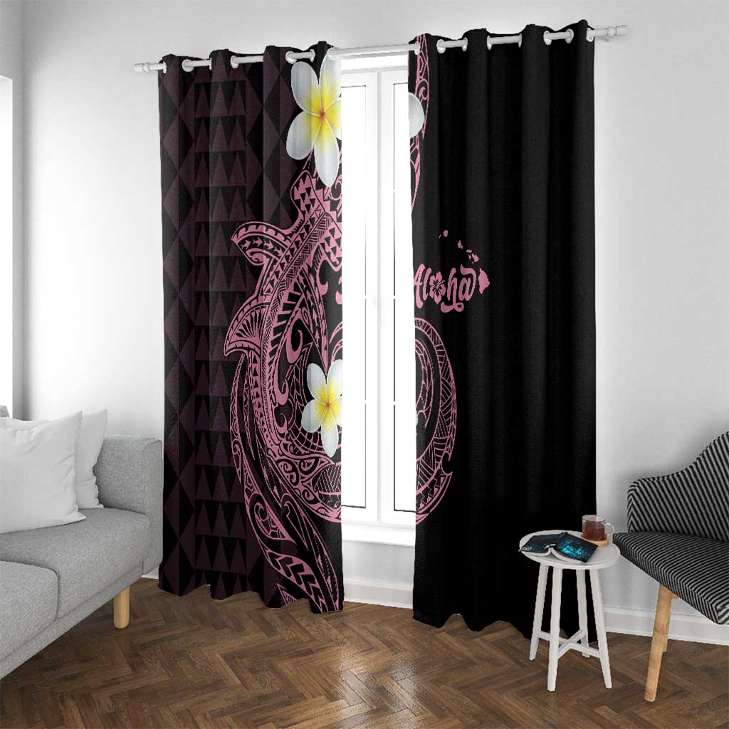 Aloha Hammerhead Shark Window Curtain Vivacious Pink Hawaiian Kakau Tribal Tattoo