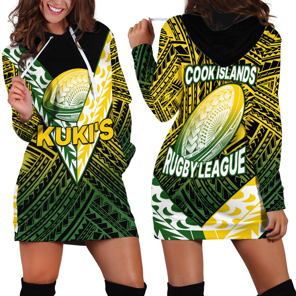 The Kuki's Cook Islands Rugby Hoodie Dress Be Unique Vibe Black LT9 Black - Polynesian Pride