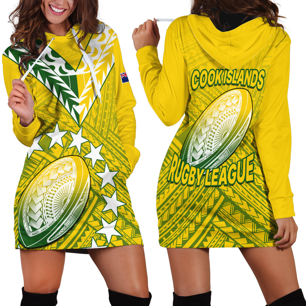 The Kuki's Cook Islands Rugby Hoodie Dress Be Unique Vibe Yellow LT9 Yellow - Polynesian Pride