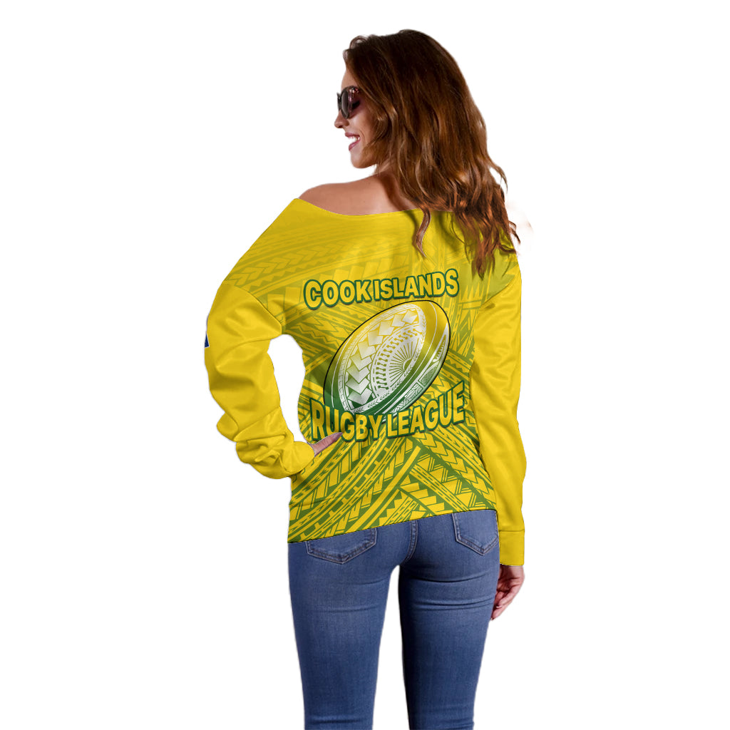 The Kuki's Cook Islands Rugby Off Shoulder Sweater Be Unique Vibe Yellow LT9 - Polynesian Pride