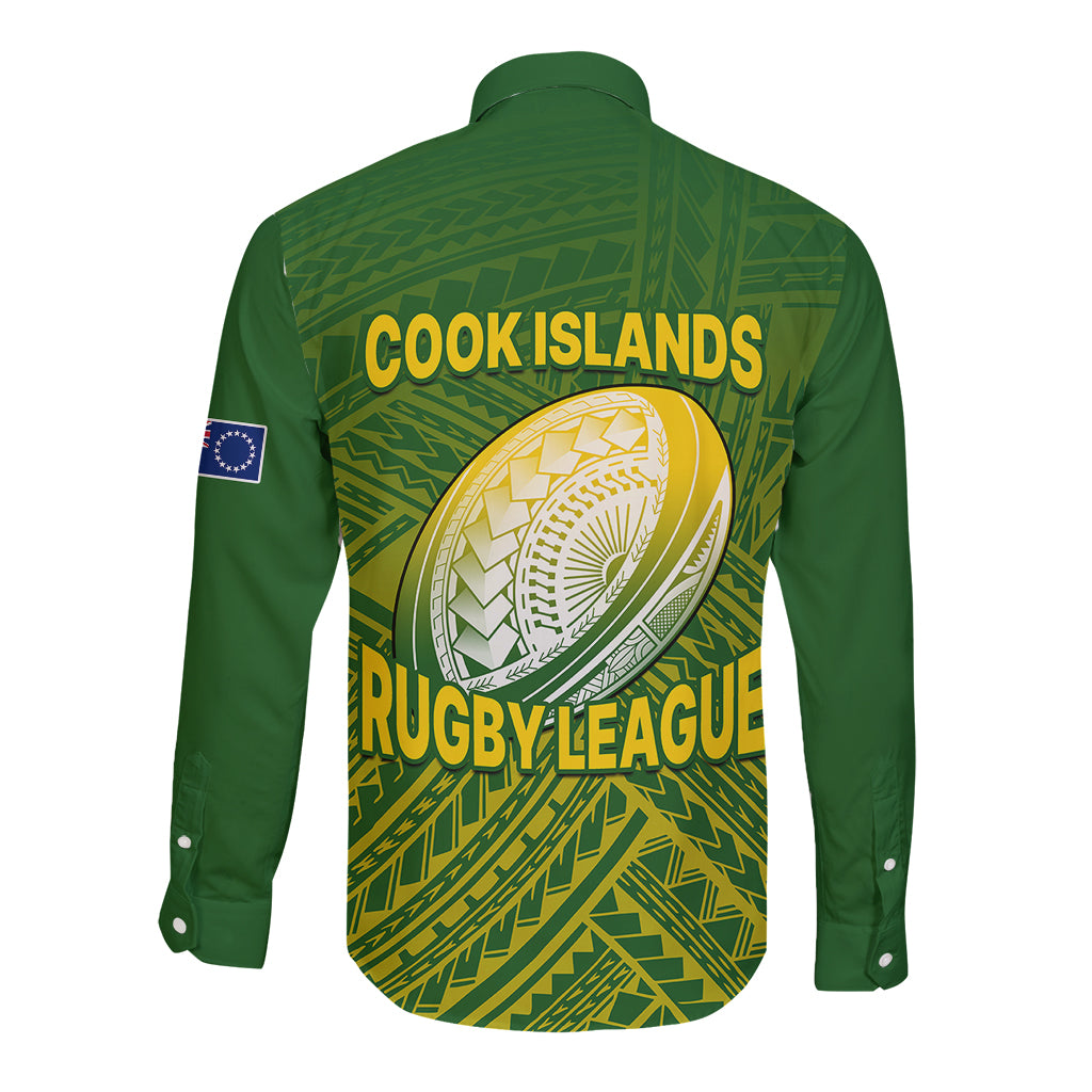The Kuki's Cook Islands Rugby Long Sleeve Button Shirt Be Unique Vibe Green LT9 - Polynesian Pride