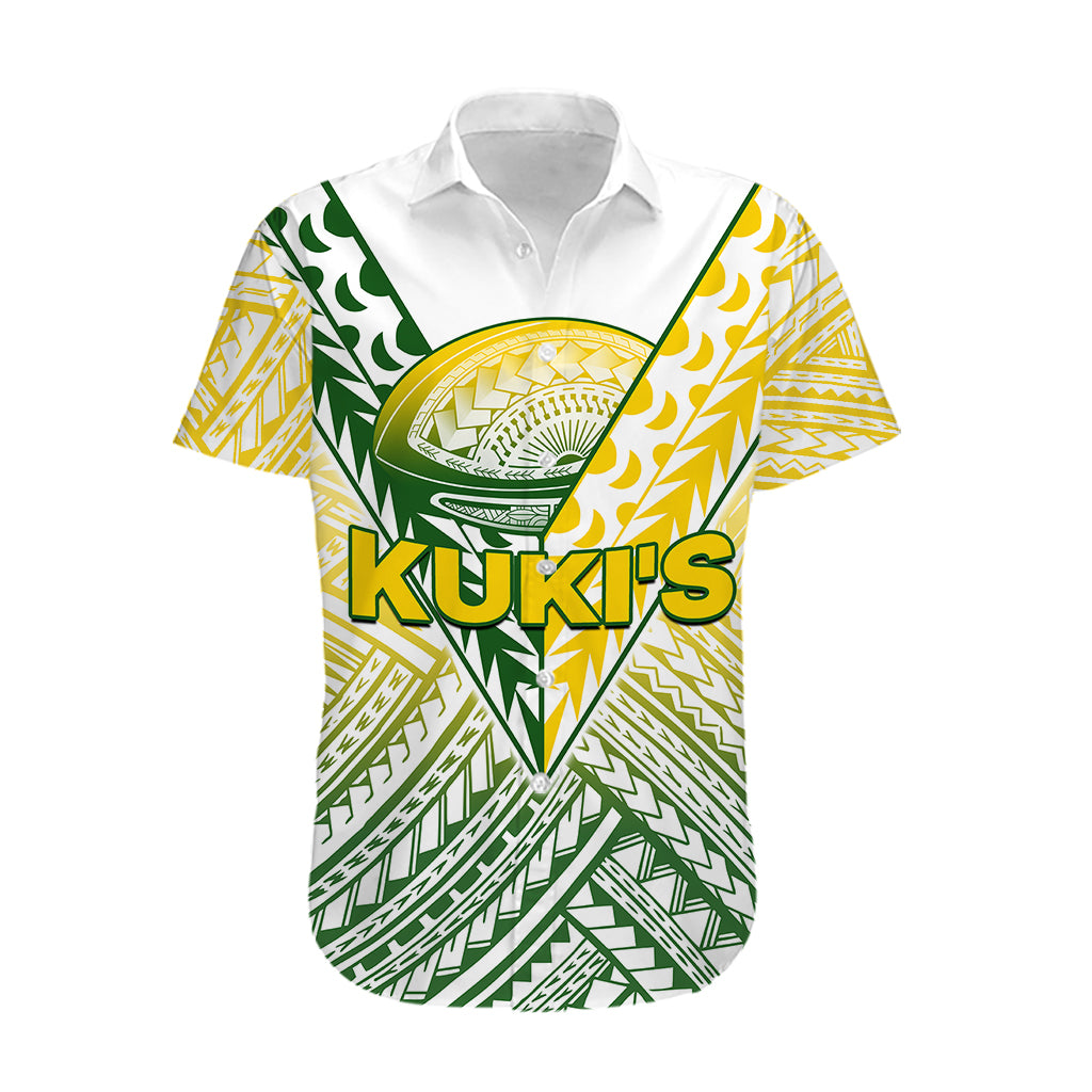 (Custom Text And Number) The Kuki's Cook Islands Rugby Hawaiian Shirt Be Unique Vibe White LT9 - Polynesian Pride