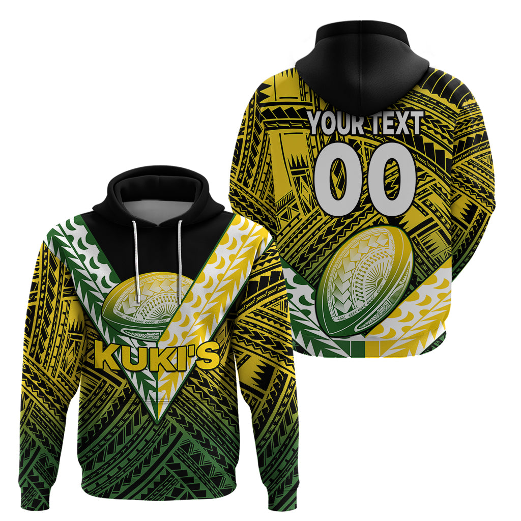 (Custom Text and Number) The Kukis Cook Islands Rugby Hoodie Be Unique Vibe Black LT9 Pullover Hoodie Black - Polynesian Pride