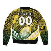 (Custom Text And Number) The Kuki's Cook Islands Rugby Sleeve Zip Bomber Jacket Be Unique Vibe Black LT9 - Polynesian Pride