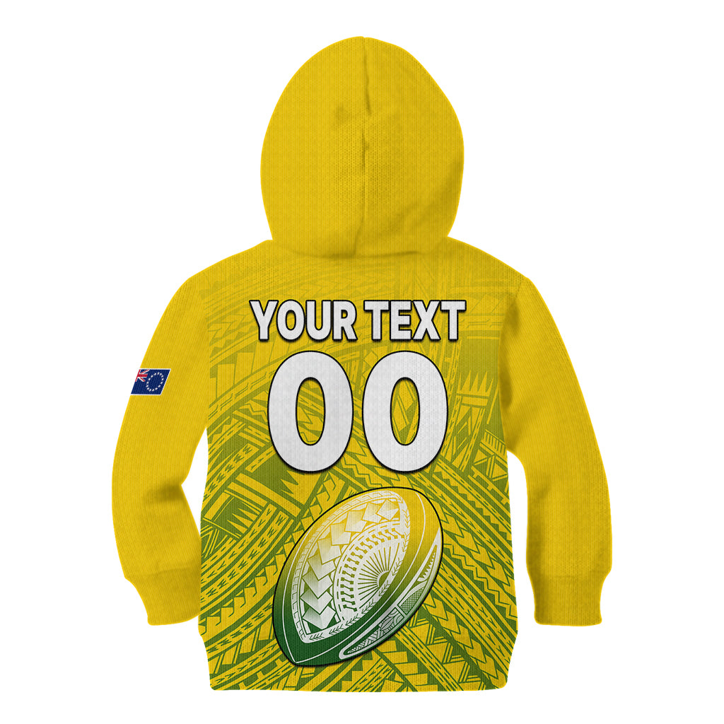 (Custom Text And Number) The Kuki's Cook Islands Rugby Kid Hoodie Be Unique Vibe Yellow LT9 - Polynesian Pride