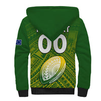 (Custom Text And Number) The Kuki's Cook Islands Rugby Sherpa Hoodie Be Unique Vibe Green LT9 - Polynesian Pride