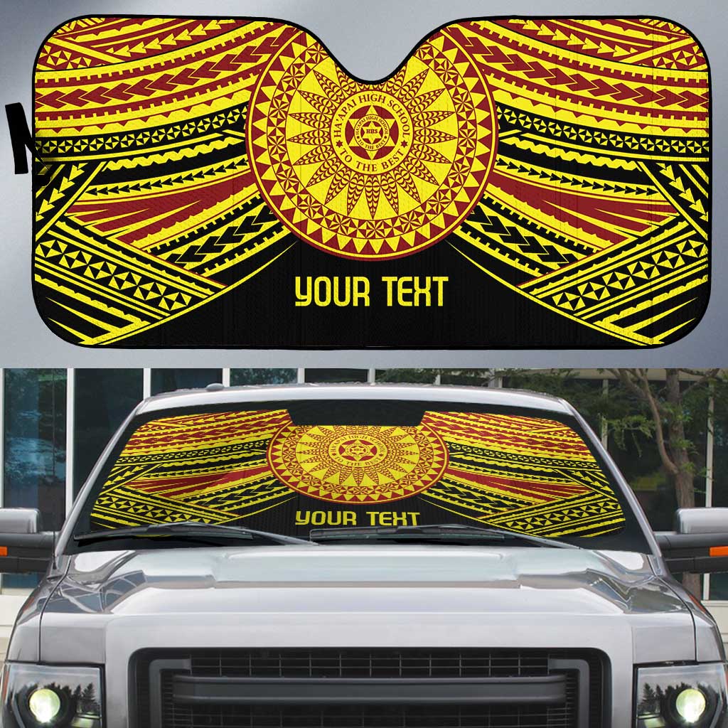 Personalised Tonga Ha apai High School Auto Sun Shade Ngatu Fonulei Pattern - Polynesian Pride