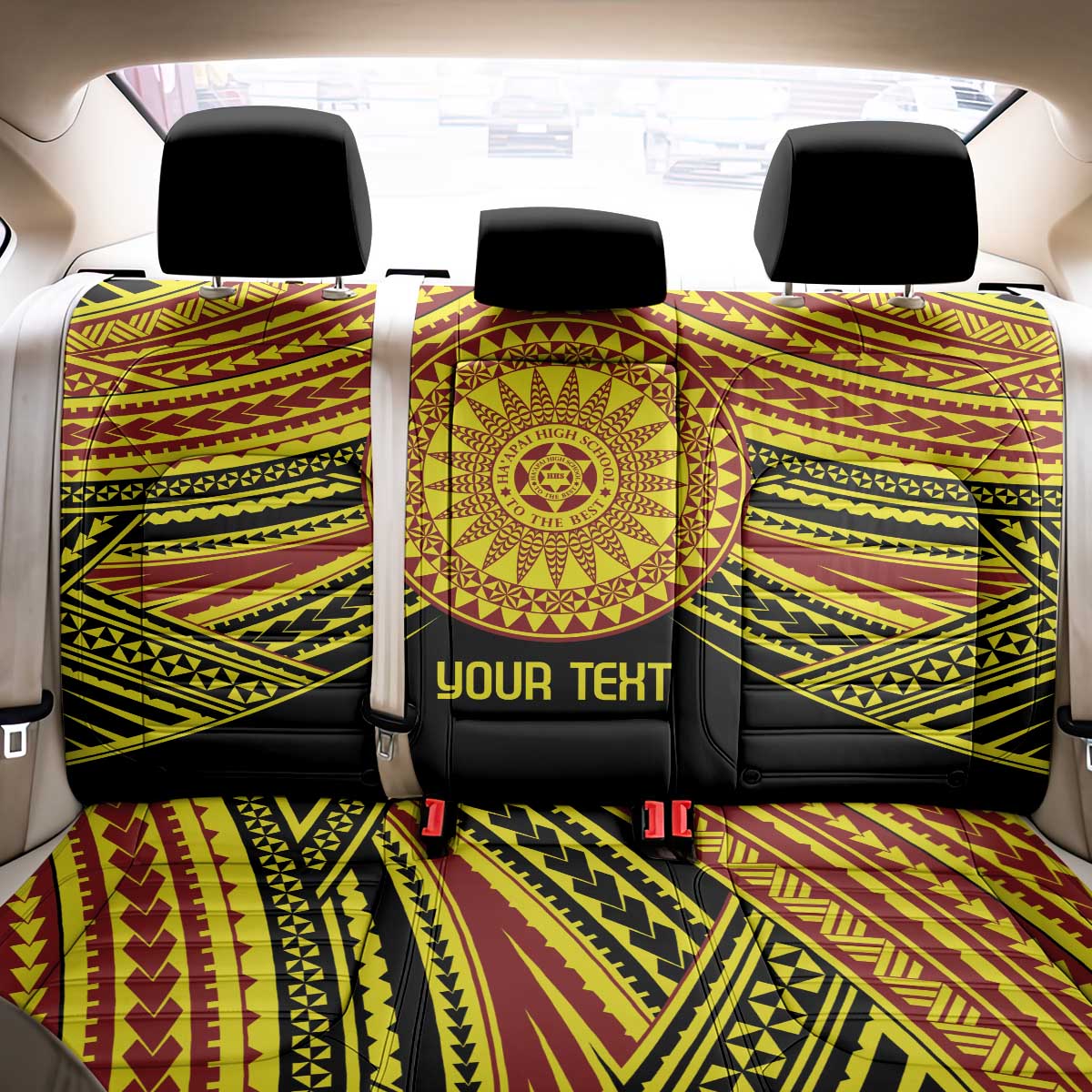 Personalised Tonga Ha apai High School Back Car Seat Cover Ngatu Fonulei Pattern