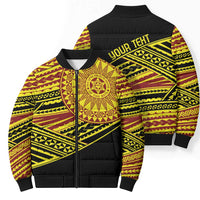 Personalised Tonga Ha apai High School Bomber Puffer Jacket Ngatu Fonulei Pattern - Polynesian Pride