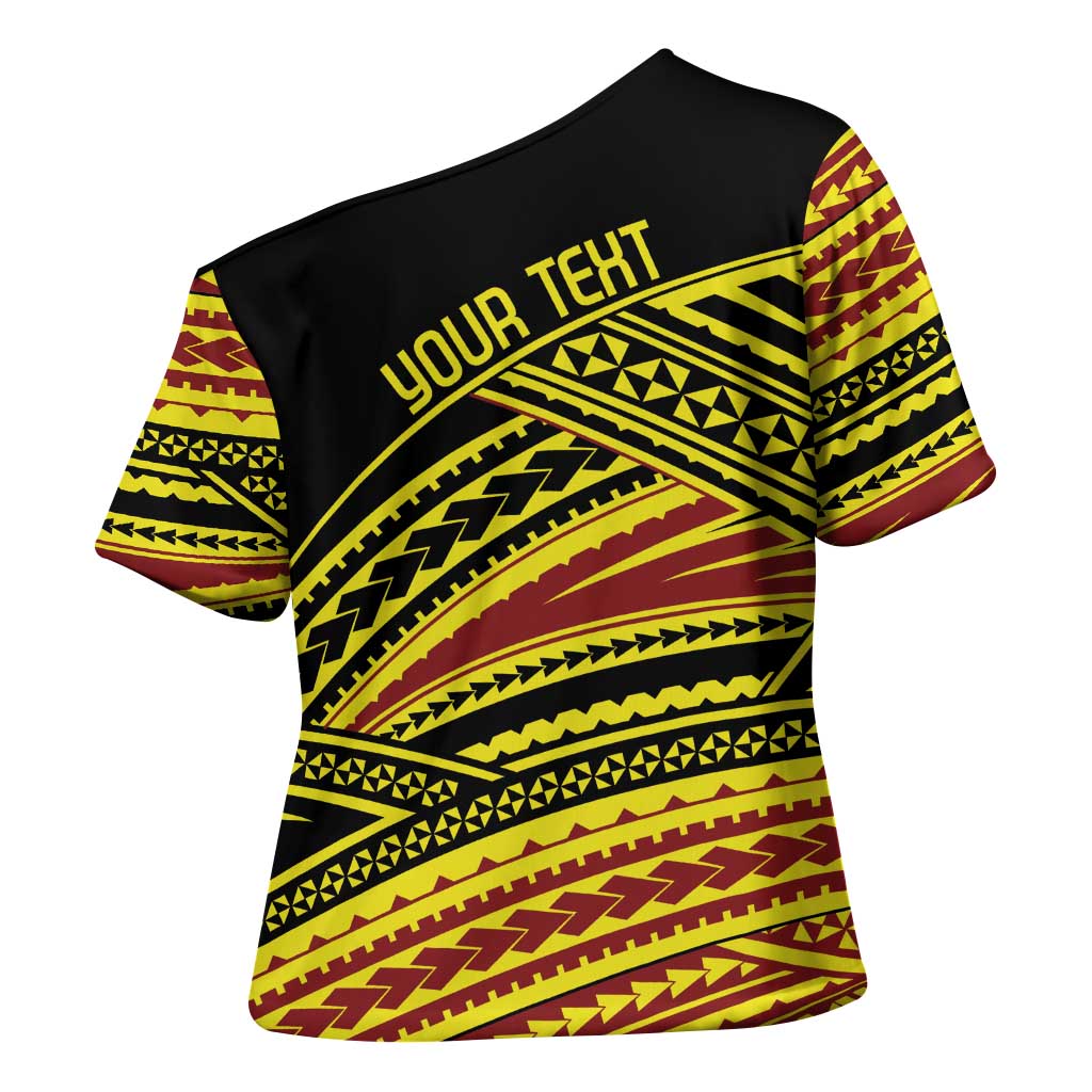 Personalised Tonga Ha apai High School Cross Shoulder Shirt Ngatu Fonulei Pattern - Polynesian Pride