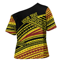 Personalised Tonga Ha apai High School Cross Shoulder Shirt Ngatu Fonulei Pattern - Polynesian Pride