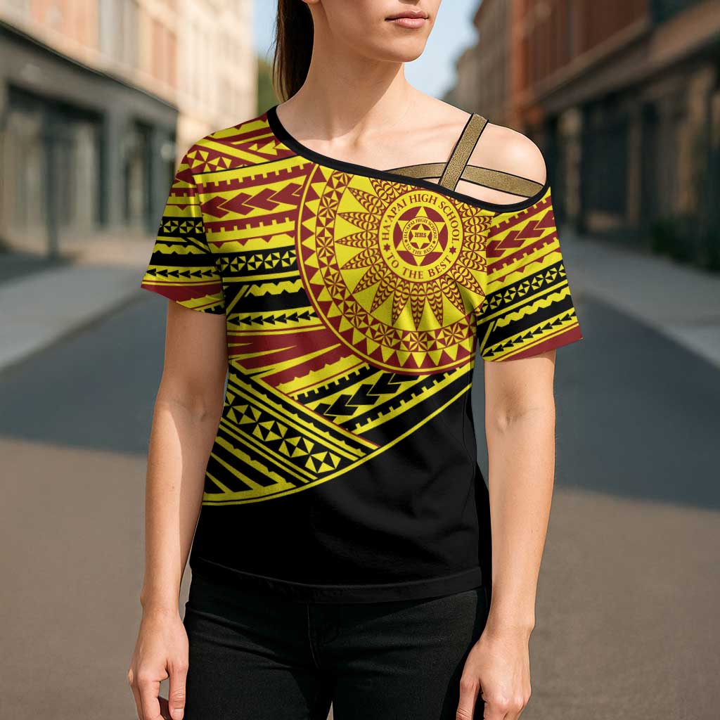 Personalised Tonga Ha apai High School Cross Shoulder Shirt Ngatu Fonulei Pattern - Polynesian Pride