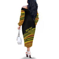 Personalised Tonga Ha apai High School Family Matching Off The Shoulder Long Sleeve Dress and Hawaiian Shirt Ngatu Fonulei Pattern LT9 - Polynesian Pride
