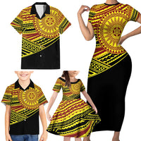 Personalised Tonga Ha apai High School Family Matching Short Sleeve Bodycon Dress and Hawaiian Shirt Ngatu Fonulei Pattern LT9 - Polynesian Pride