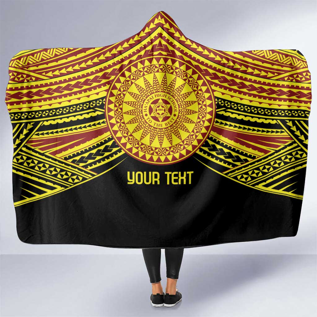 Personalised Tonga Ha apai High School Hooded Blanket Ngatu Fonulei Pattern