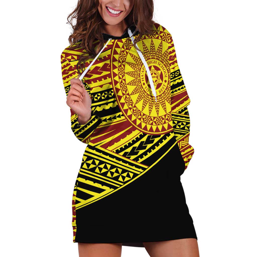 Personalised Tonga Ha apai High School Hoodie Dress Ngatu Fonulei Pattern