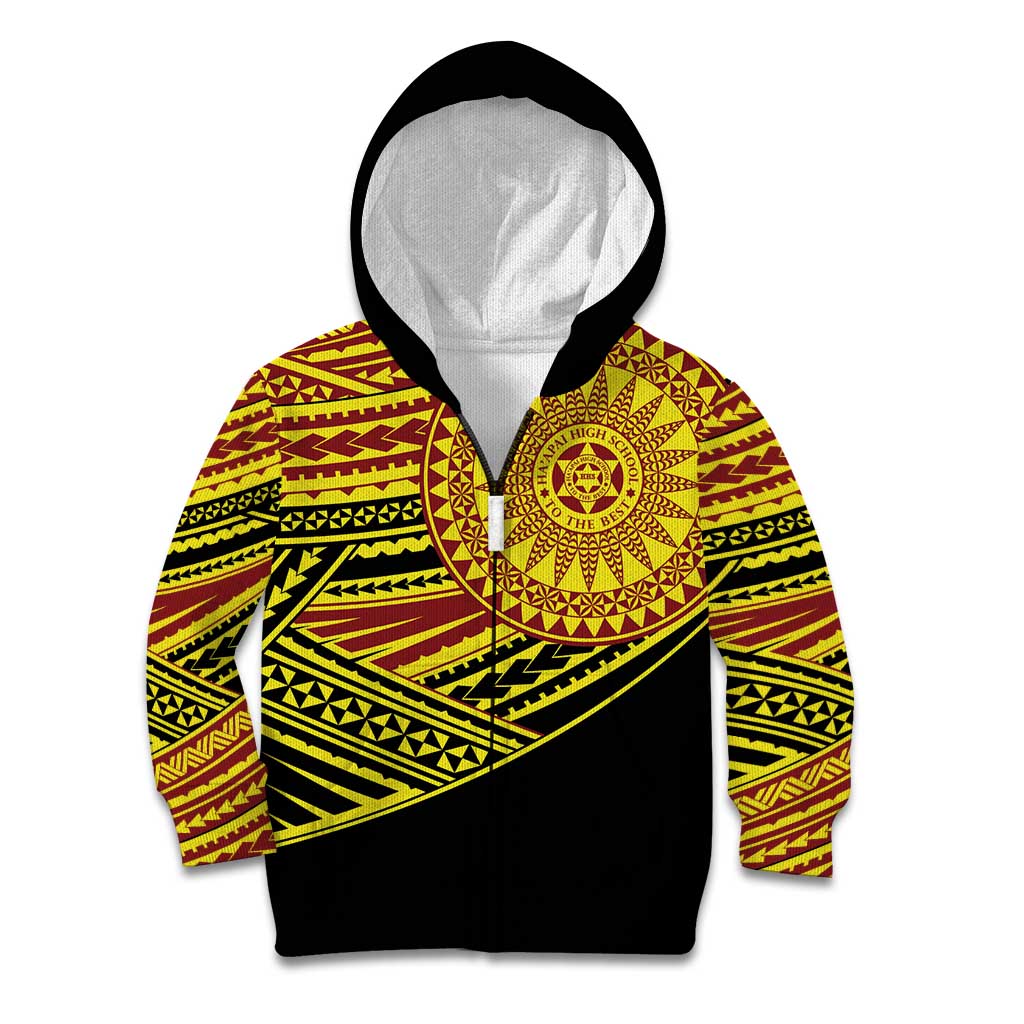 Personalised Tonga Ha apai High School Kid Hoodie Ngatu Fonulei Pattern