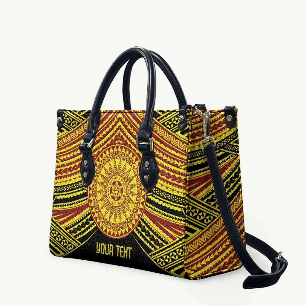 Personalised Tonga Ha apai High School Leather Bag Ngatu Fonulei Pattern - Polynesian Pride