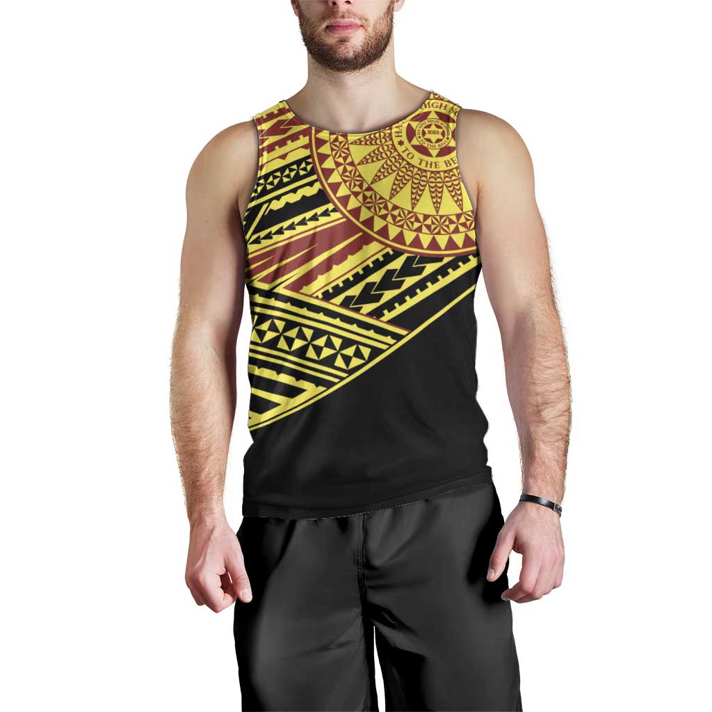 Personalised Tonga Ha apai High School Men Tank Top Ngatu Fonulei Pattern