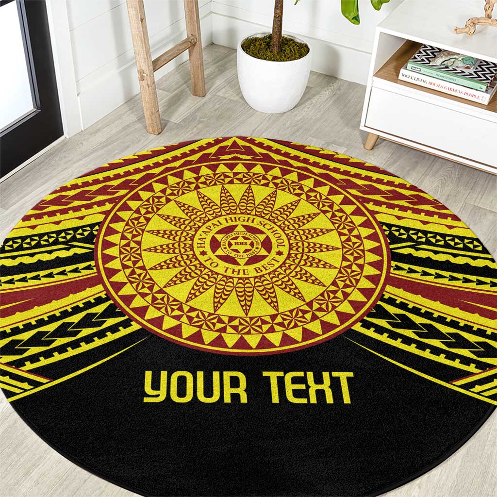 Personalised Tonga Ha apai High School Round Carpet Ngatu Fonulei Pattern