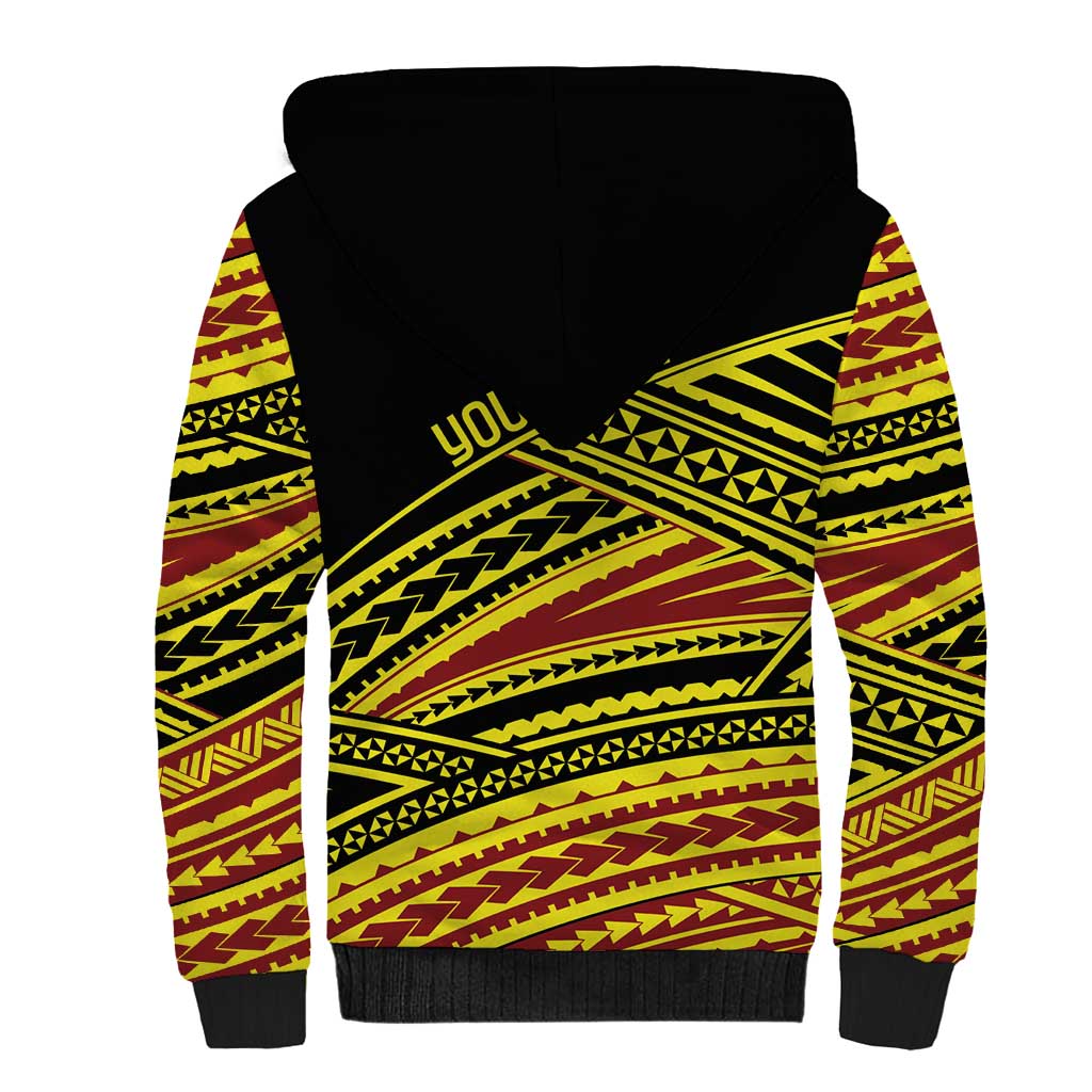 Personalised Tonga Ha apai High School Sherpa Hoodie Ngatu Fonulei Pattern