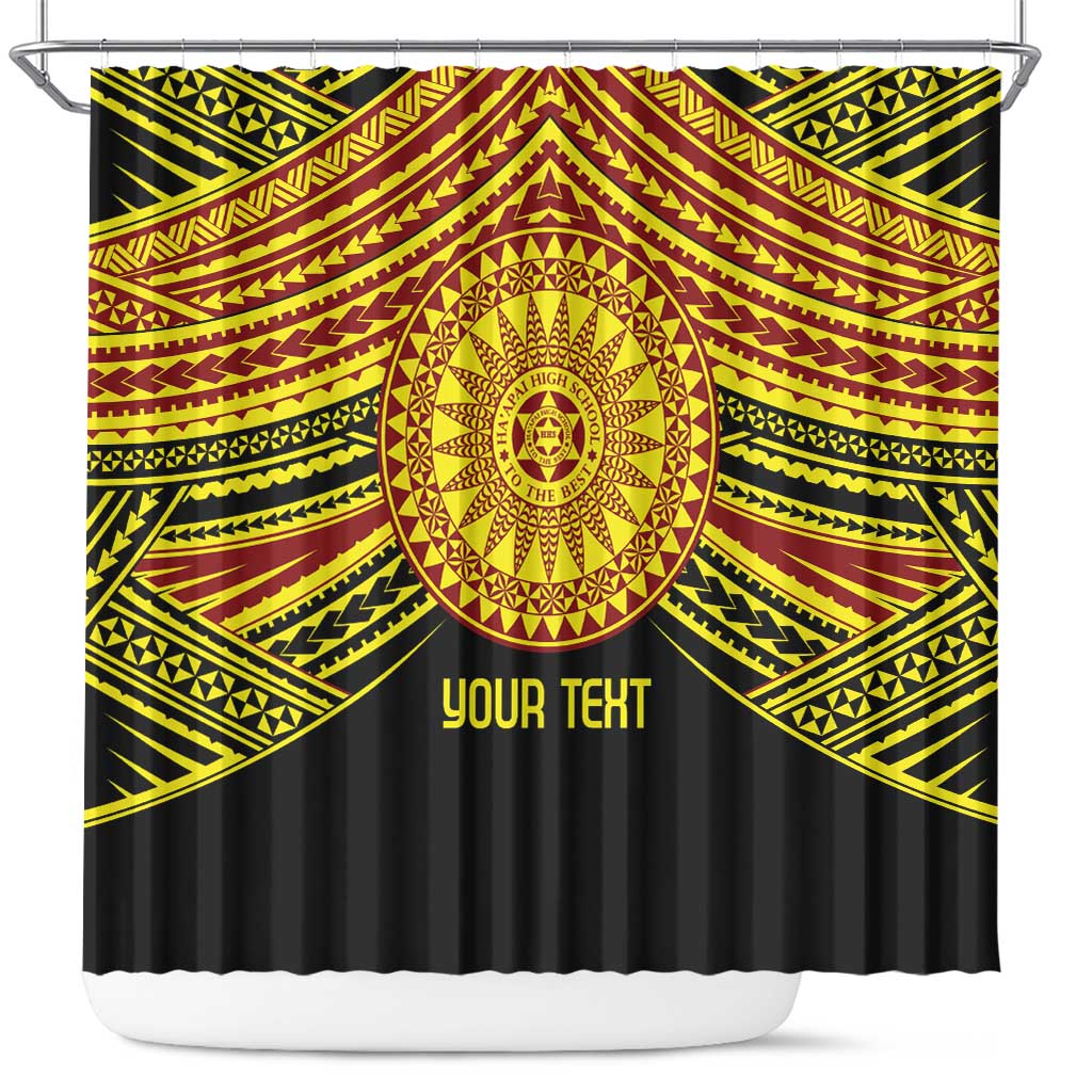 Personalised Tonga Ha apai High School Shower Curtain Ngatu Fonulei Pattern