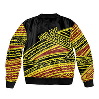 Personalised Tonga Ha apai High School Sleeve Zip Bomber Jacket Ngatu Fonulei Pattern LT9 - Polynesian Pride