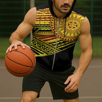 Personalised Tonga Ha apai High School Sleeveless Zip Hoodie Ngatu Fonulei Pattern - Polynesian Pride