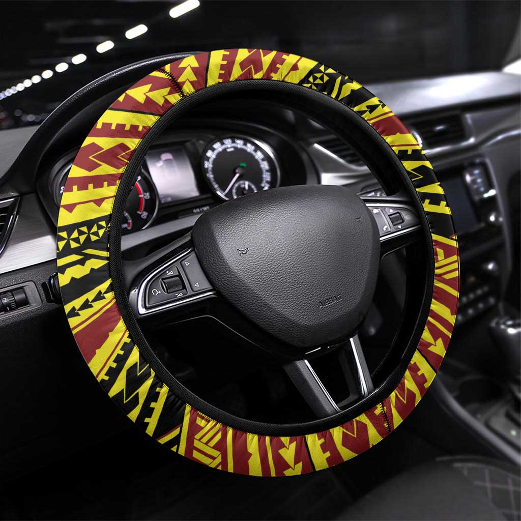 Tonga Ha apai High School Steering Wheel Cover Ngatu Fonulei Pattern