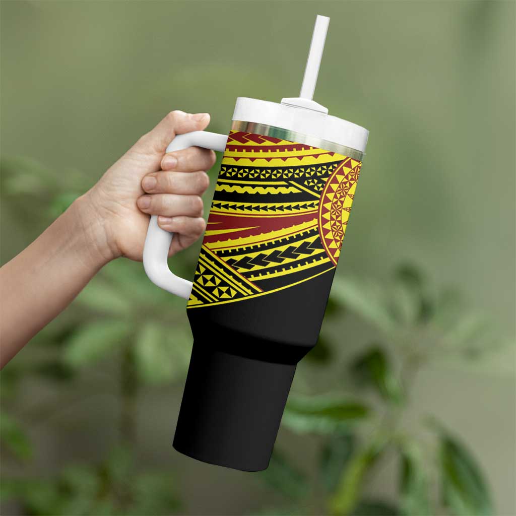 Personalised Tonga Ha apai High School Tumbler With Handle Ngatu Fonulei Pattern