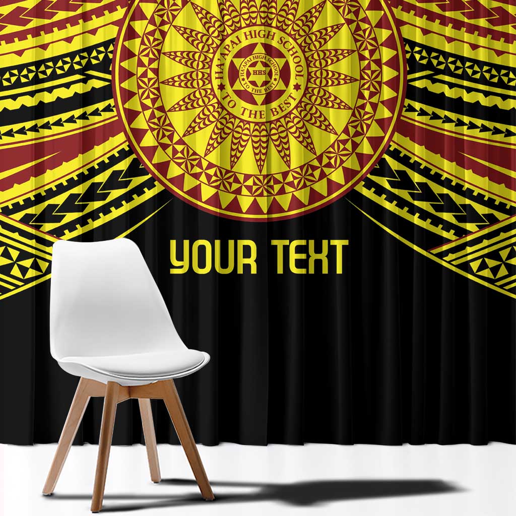 Personalised Tonga Ha apai High School Window Curtain Ngatu Fonulei Pattern