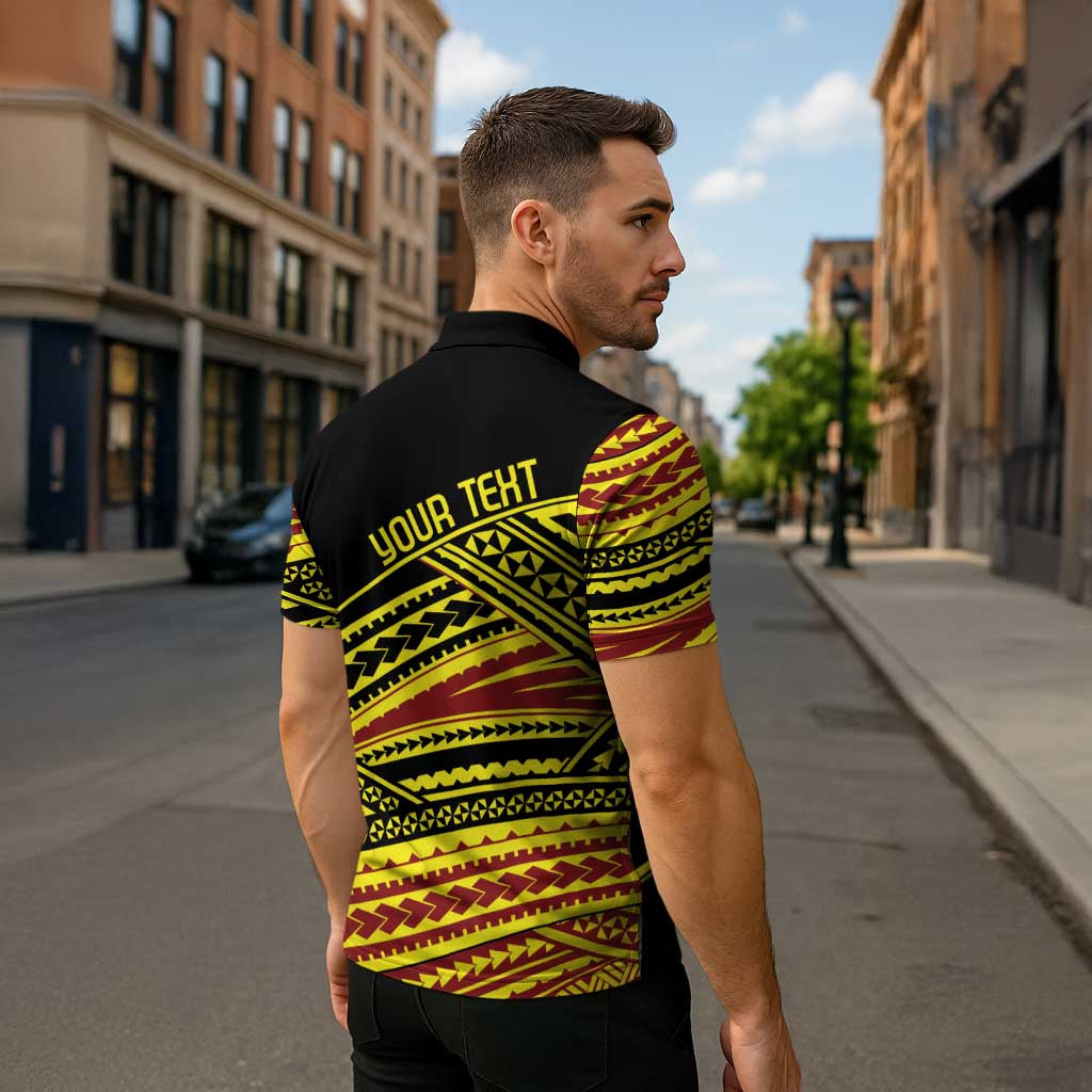 Personalised Tonga Ha apai High School Zipper Polo Shirt Ngatu Fonulei Pattern - Polynesian Pride