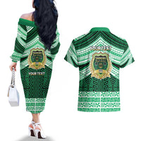Personalised Tonga Saineha High School Couples Matching Off The Shoulder Long Sleeve Dress and Hawaiian Shirt Polynesian Ngatu Tribal LT9 - Polynesian Pride
