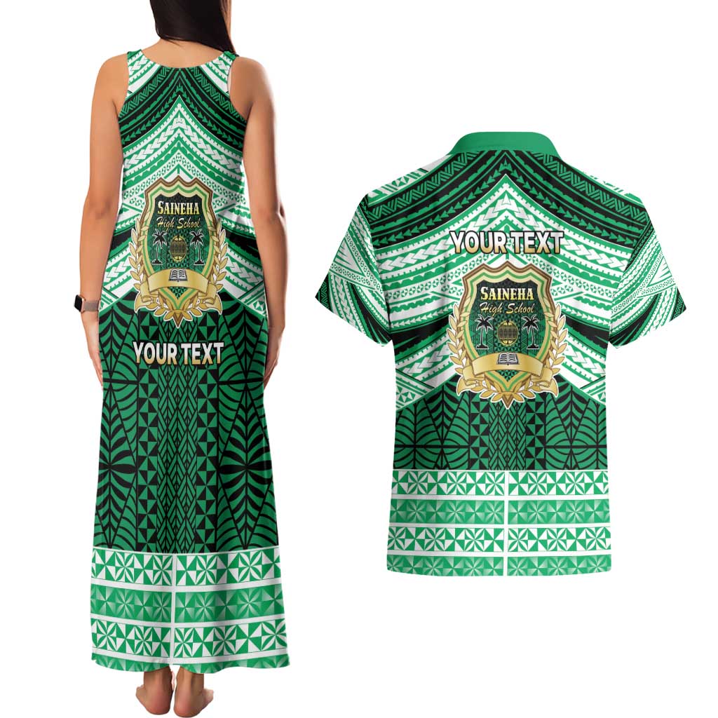 Personalised Tonga Saineha High School Couples Matching Tank Maxi Dress and Hawaiian Shirt Polynesian Ngatu Tribal LT9 - Polynesian Pride