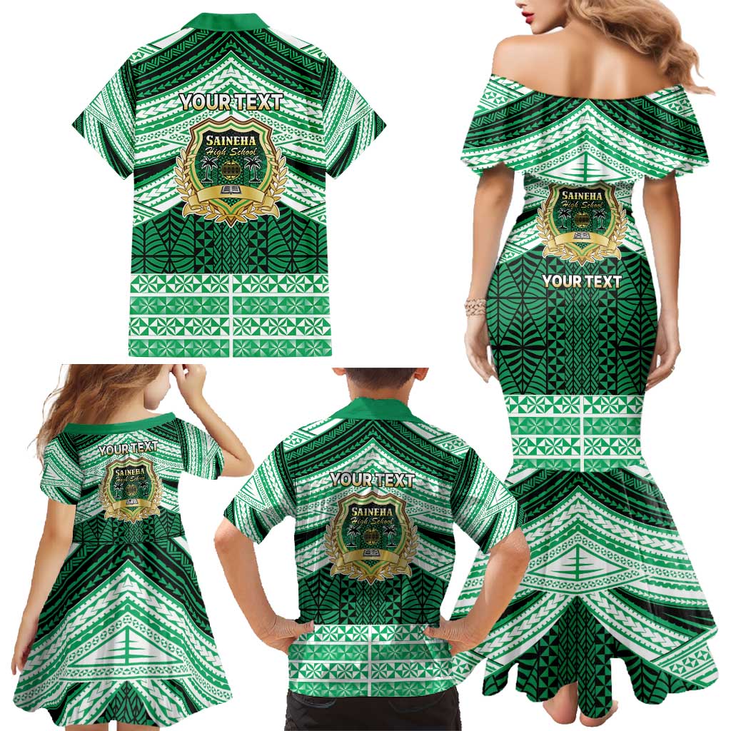 Personalised Tonga Saineha High School Family Matching Mermaid Dress and Hawaiian Shirt Polynesian Ngatu Tribal LT9 - Polynesian Pride