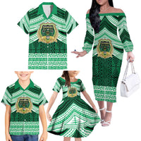 Personalised Tonga Saineha High School Family Matching Off The Shoulder Long Sleeve Dress and Hawaiian Shirt Polynesian Ngatu Tribal LT9 - Polynesian Pride