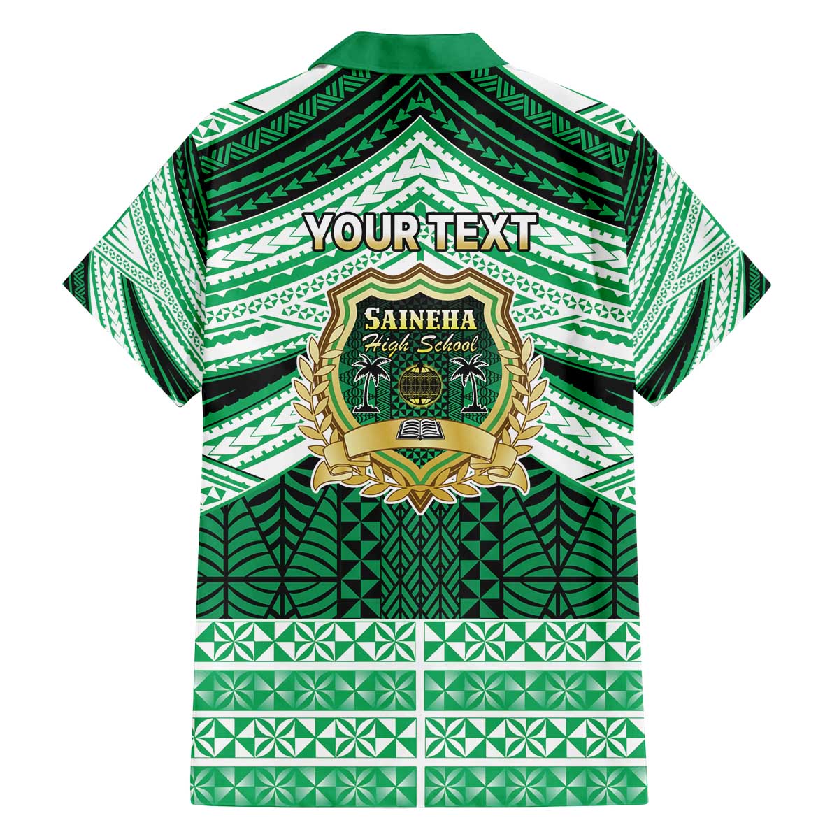 Personalised Tonga Saineha High School Family Matching Off The Shoulder Long Sleeve Dress and Hawaiian Shirt Polynesian Ngatu Tribal LT9 - Polynesian Pride