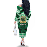 Personalised Tonga Saineha High School Family Matching Off The Shoulder Long Sleeve Dress and Hawaiian Shirt Polynesian Ngatu Tribal LT9 - Polynesian Pride
